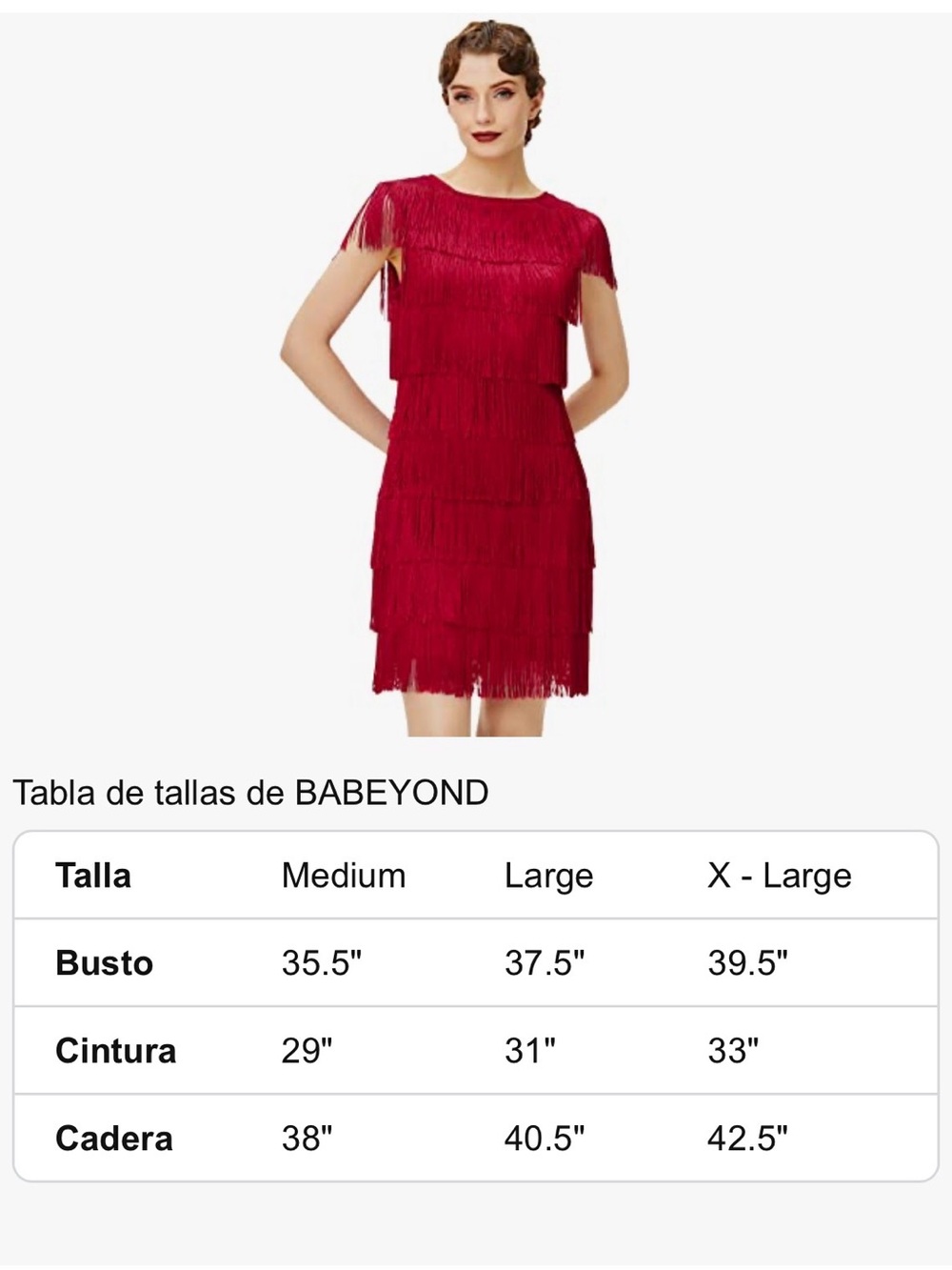 ✨ BABEYOND Ruby Red Gatsby Flapper Dress | Size Large | Fringe Glam ✨ - Picture 8 of 9